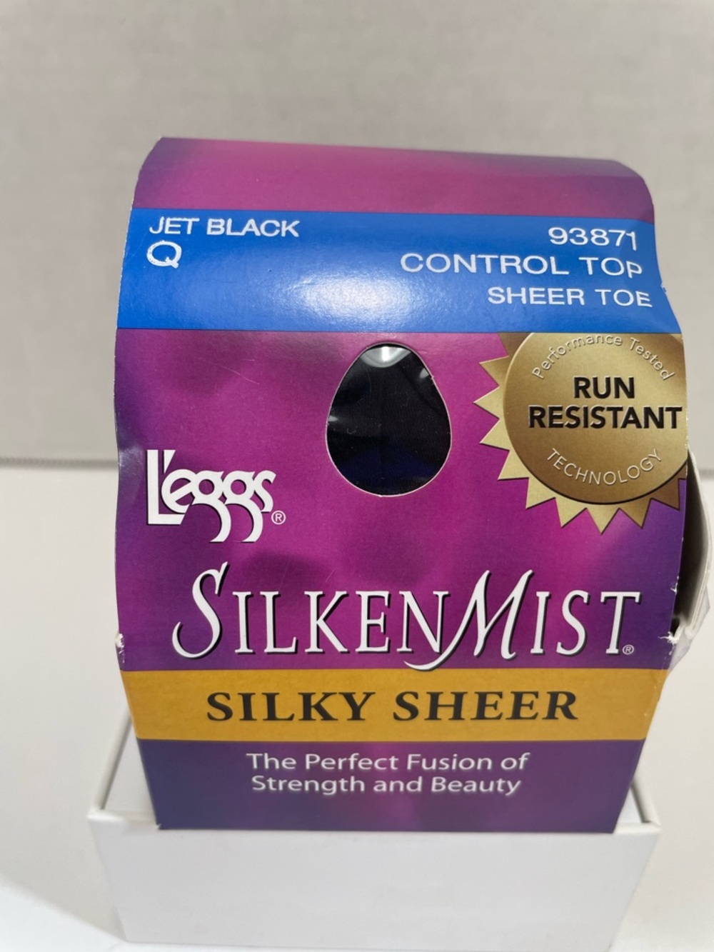 L'eggs SilkenMist Silky Sheer Control Top - Jet Black, Size Q, NIP